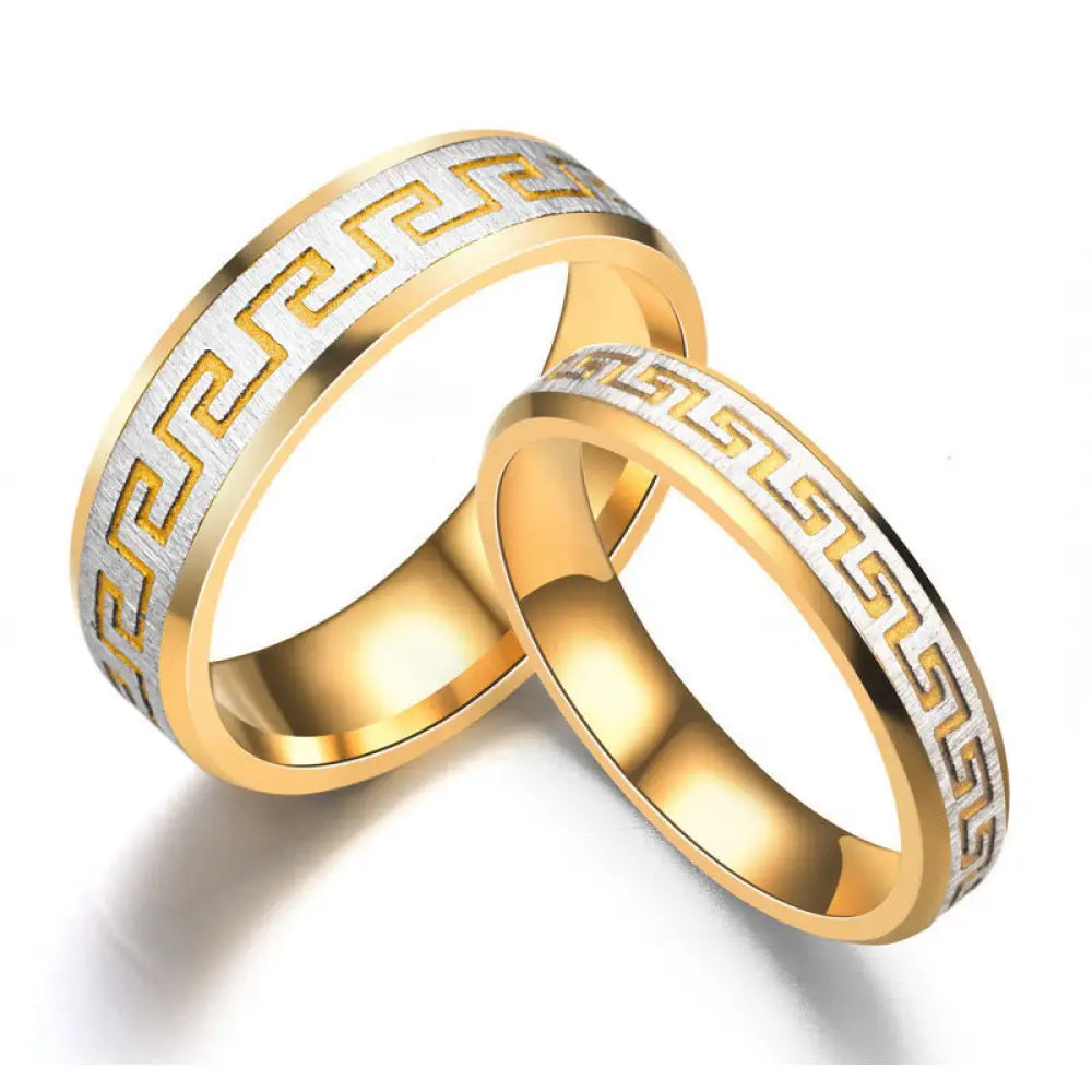 Buddha Stones Tibetan Great Wall Pattern Titanium Steel Balance Ring - 6mm / US6 - Ring