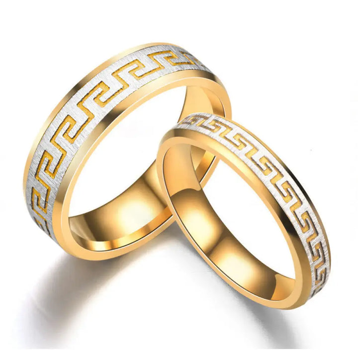 Buddha Stones Tibetan Great Wall Pattern Titanium Steel Balance Ring - 6mm / US6 - Ring