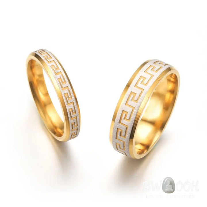 Buddha Stones Tibetan Great Wall Pattern Titanium Steel Balance Ring - Ring