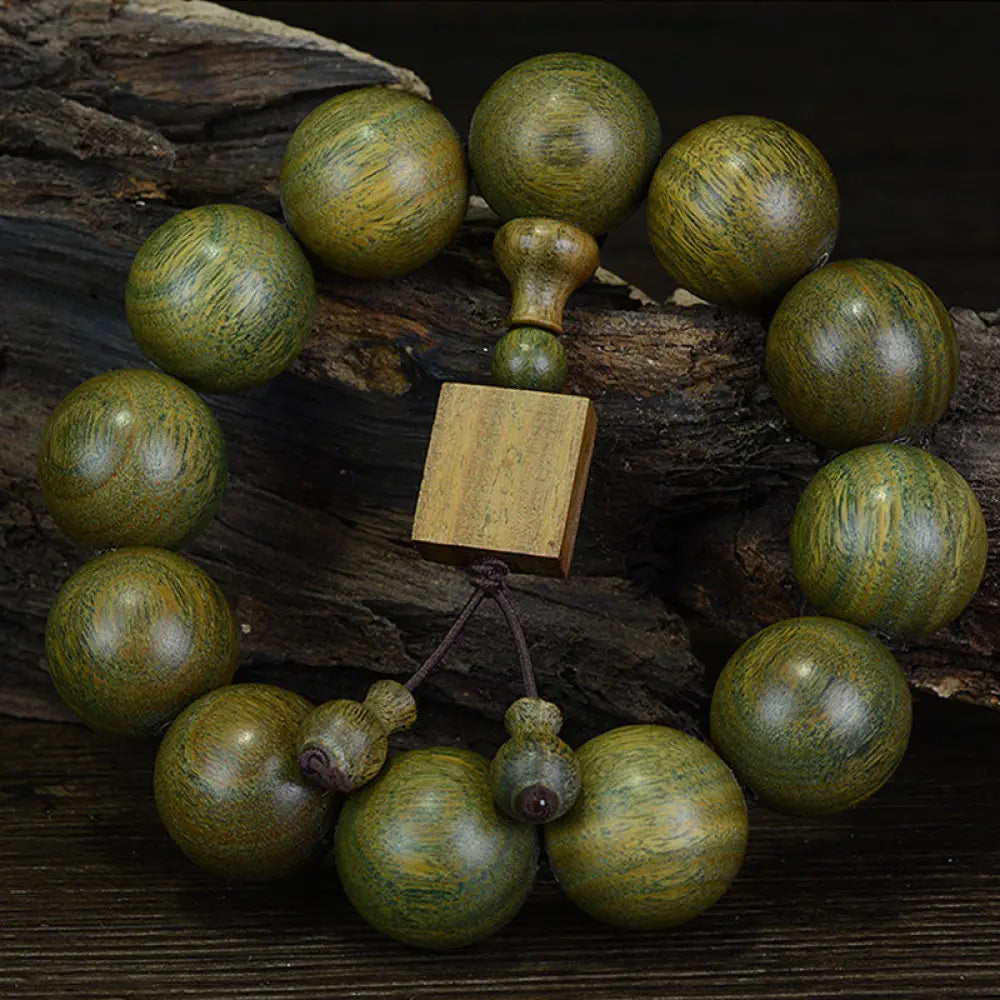 Buddha Stones Tibetan Green Sandalwood Cure Bracelet - BWOOOH - 15mm(15 beads) - Bracelet