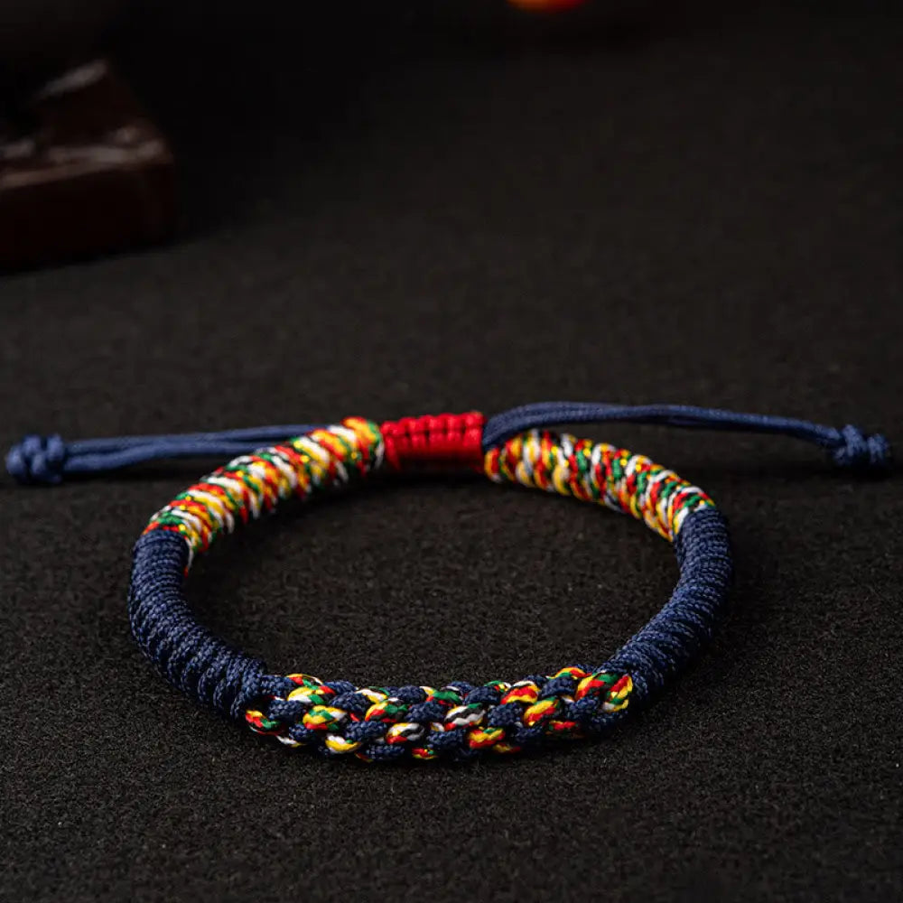 Buddha Stones Tibetan Handmade Colorful King Kong Knot Luck Braid String Bracelet - BWOOOH - Blue / 14-15CM - Bracelet