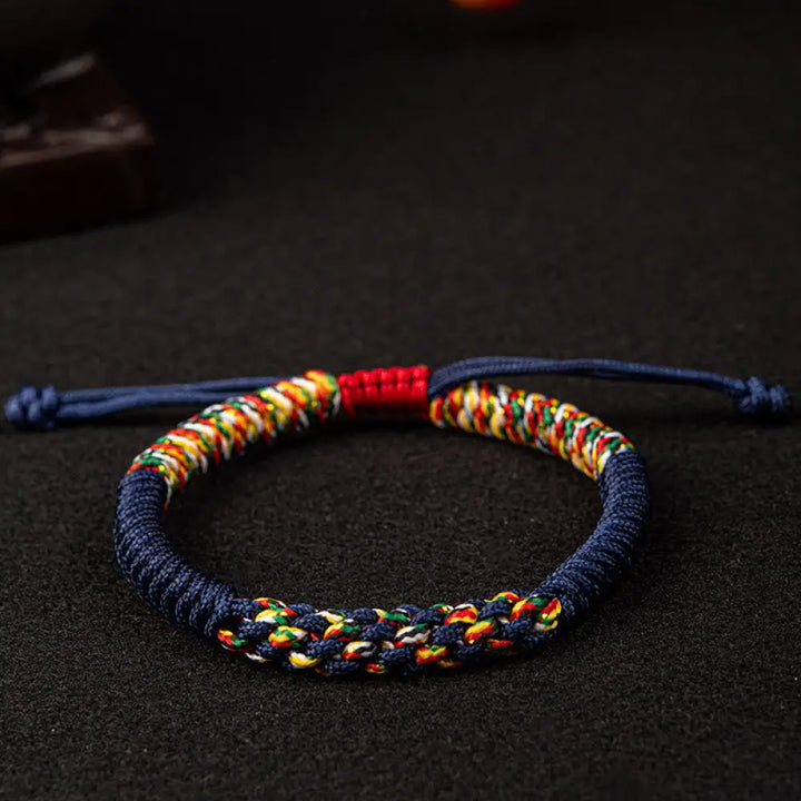 Buddha Stones Tibetan Handmade Colorful King Kong Knot Luck Braid String Bracelet - BWOOOH - Blue / 14-15CM - Bracelet