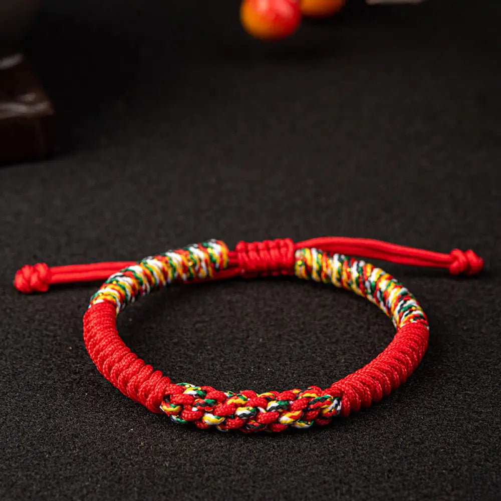BWOOOH Tibetan Handmade Colorful King Kong Knot Luck Braid String Bracelet - BWOOOH - Red / 14-15CM - Bracelet
