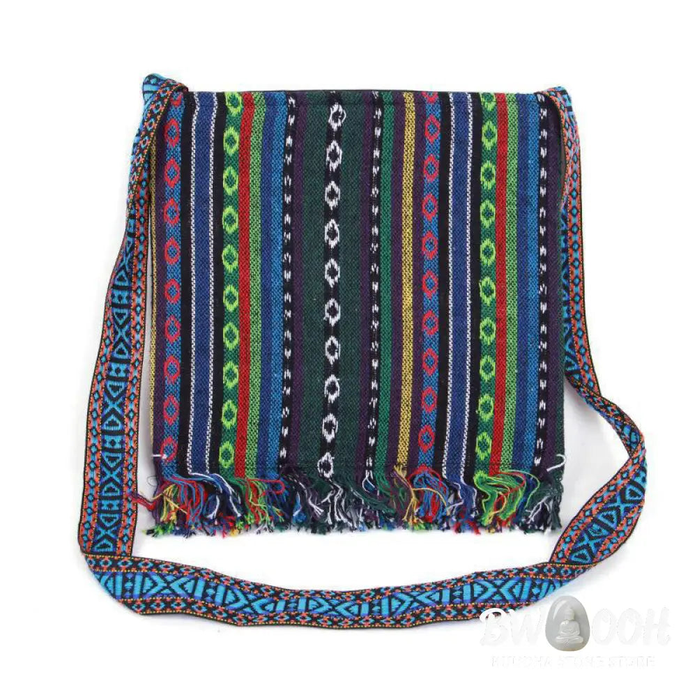 Buddha Stones Tibetan Handmade Embroidered Camellia Canvas Shoulder Bag Crossbody Bag - Crossbody Bag