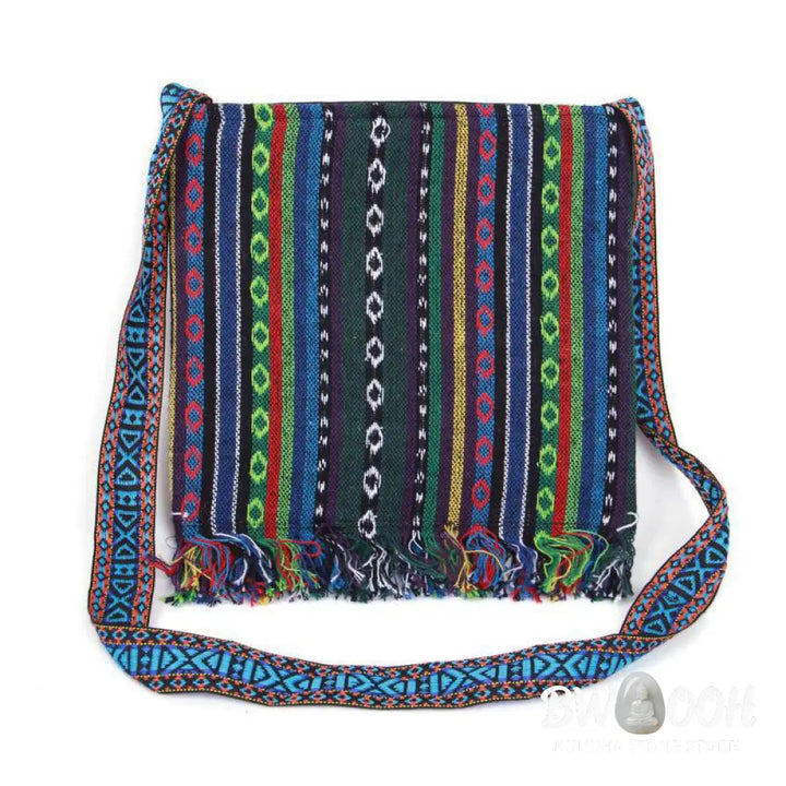 Buddha Stones Tibetan Handmade Embroidered Camellia Canvas Shoulder Bag Crossbody Bag - Crossbody Bag
