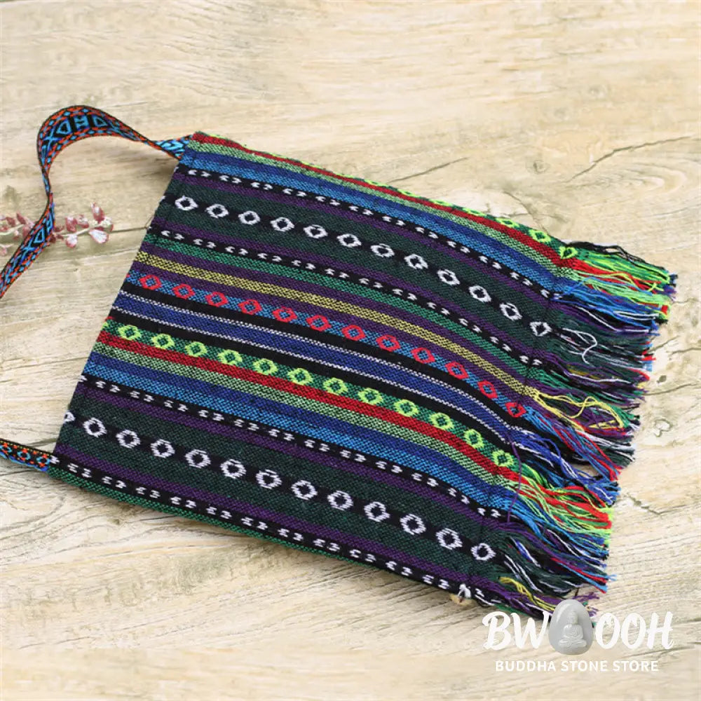 Buddha Stones Tibetan Handmade Embroidered Camellia Canvas Shoulder Bag Crossbody Bag - Crossbody Bag