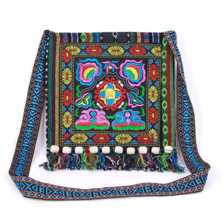 BWOOOH Tibetan Handmade Embroidered Camellia Canvas Shoul