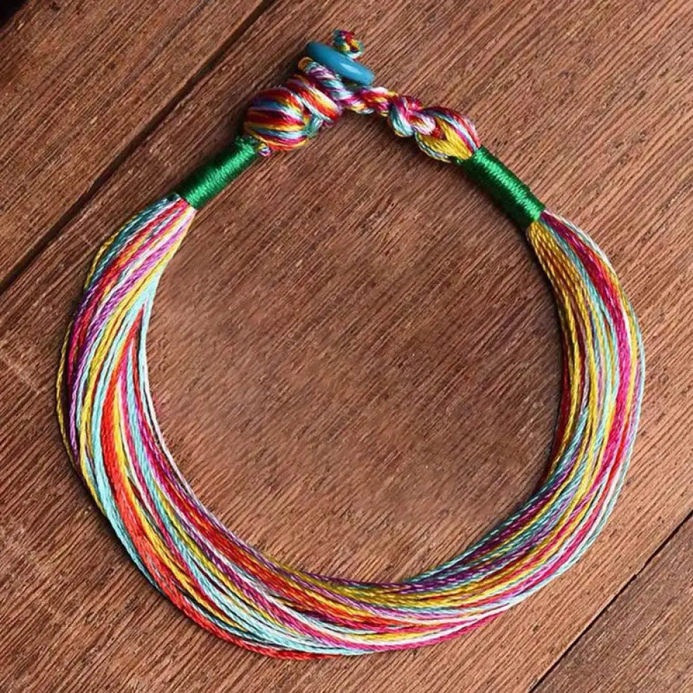 BWOOOH Tibetan Handmade Five Colorful Thread Dragon Boat Festival Protection Adult Child String Bracelet - Men
