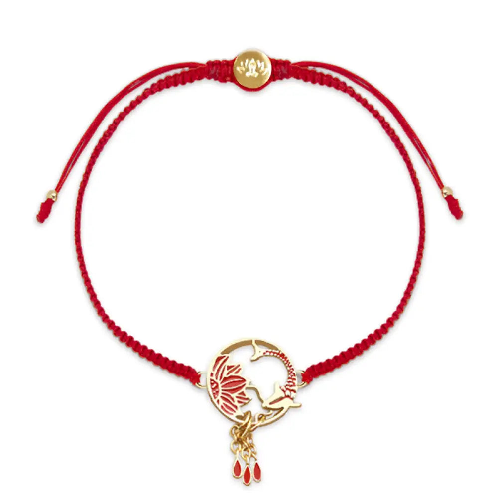 Buddha Stones Tibetan Handmade Lotus Koi Fish Lucky Red String Bracelet - Lotus Koi Fish(Bracelet Size 16-25cm)