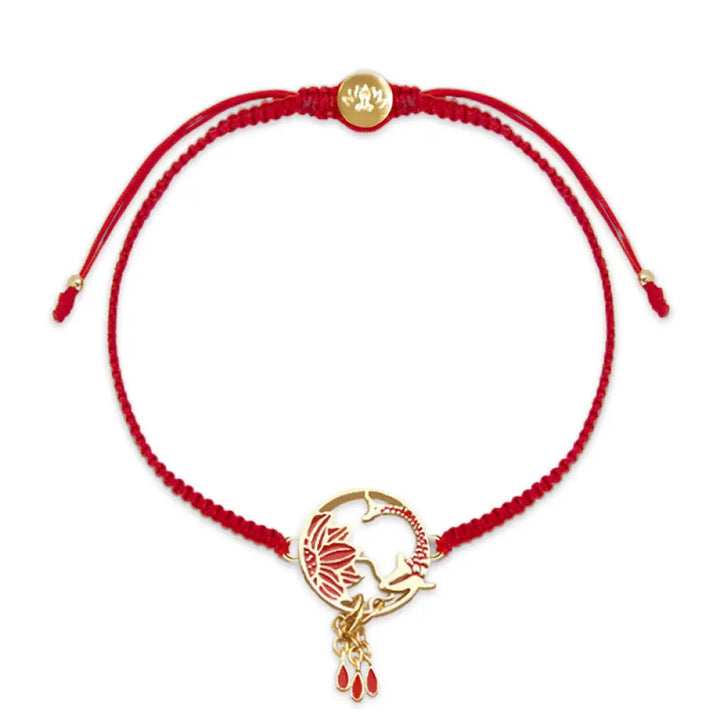 Buddha Stones Tibetan Handmade Lotus Koi Fish Lucky Red String Bracelet - Lotus Koi Fish(Bracelet Size 16-25cm)
