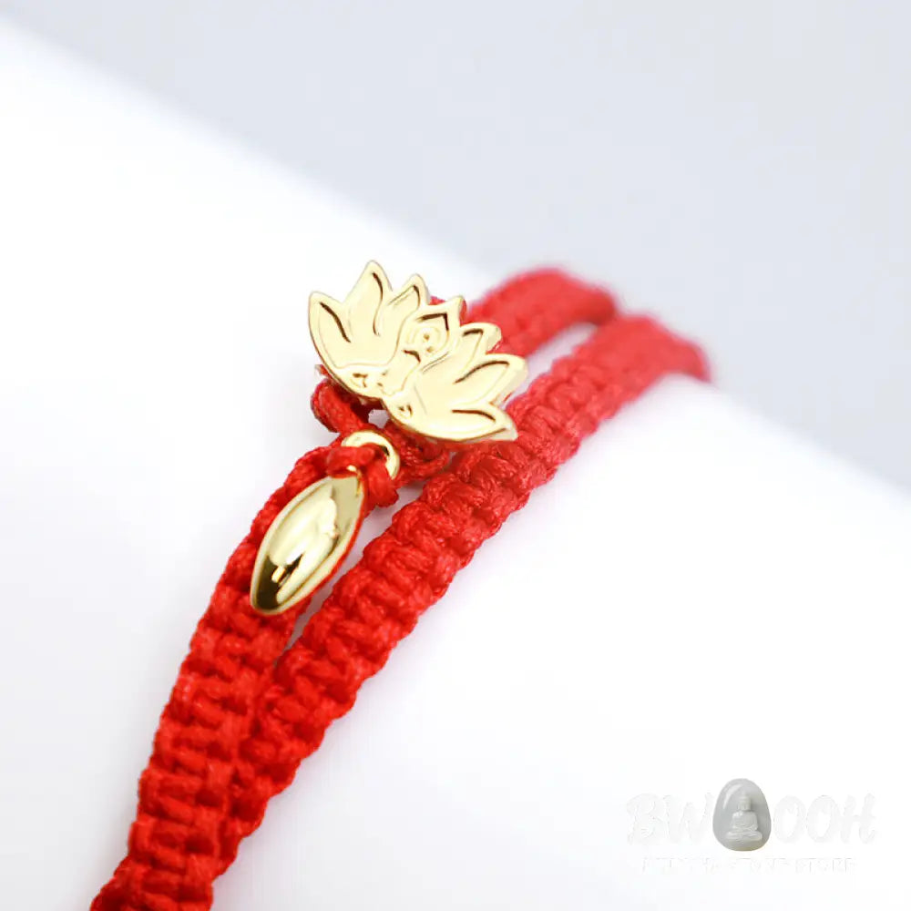 BWOOOH Tibetan Handmade Lotus Pink Crystal Soothing Red String Bracelet (Extra 30% Off | USE CODE: FS30) - Pink