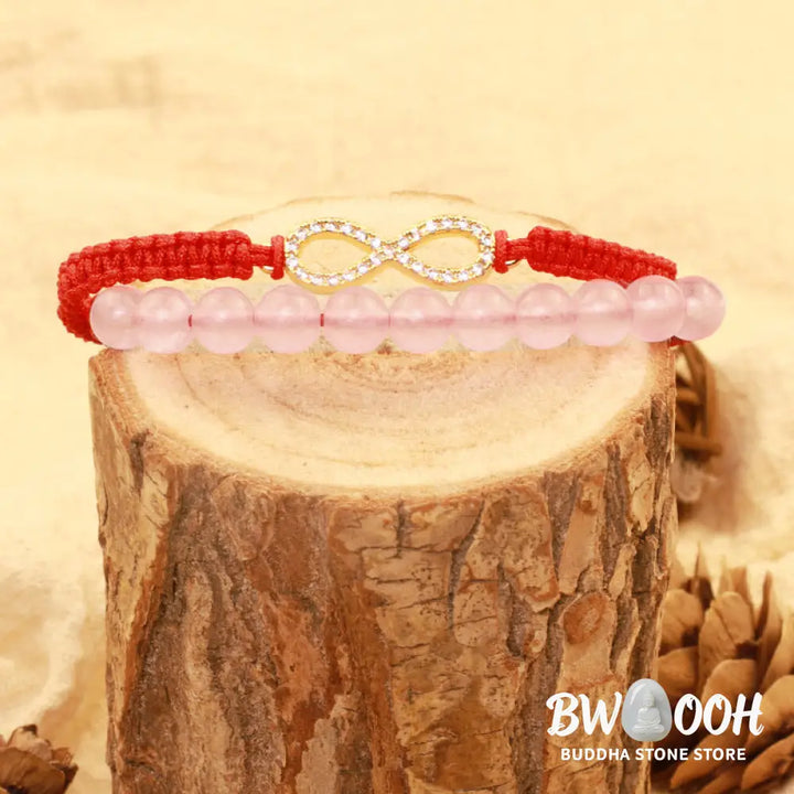BWOOOH Tibetan Handmade Lotus Pink Crystal Soothing Red String Bracelet (Extra 30% Off | USE CODE: FS30) - Pink