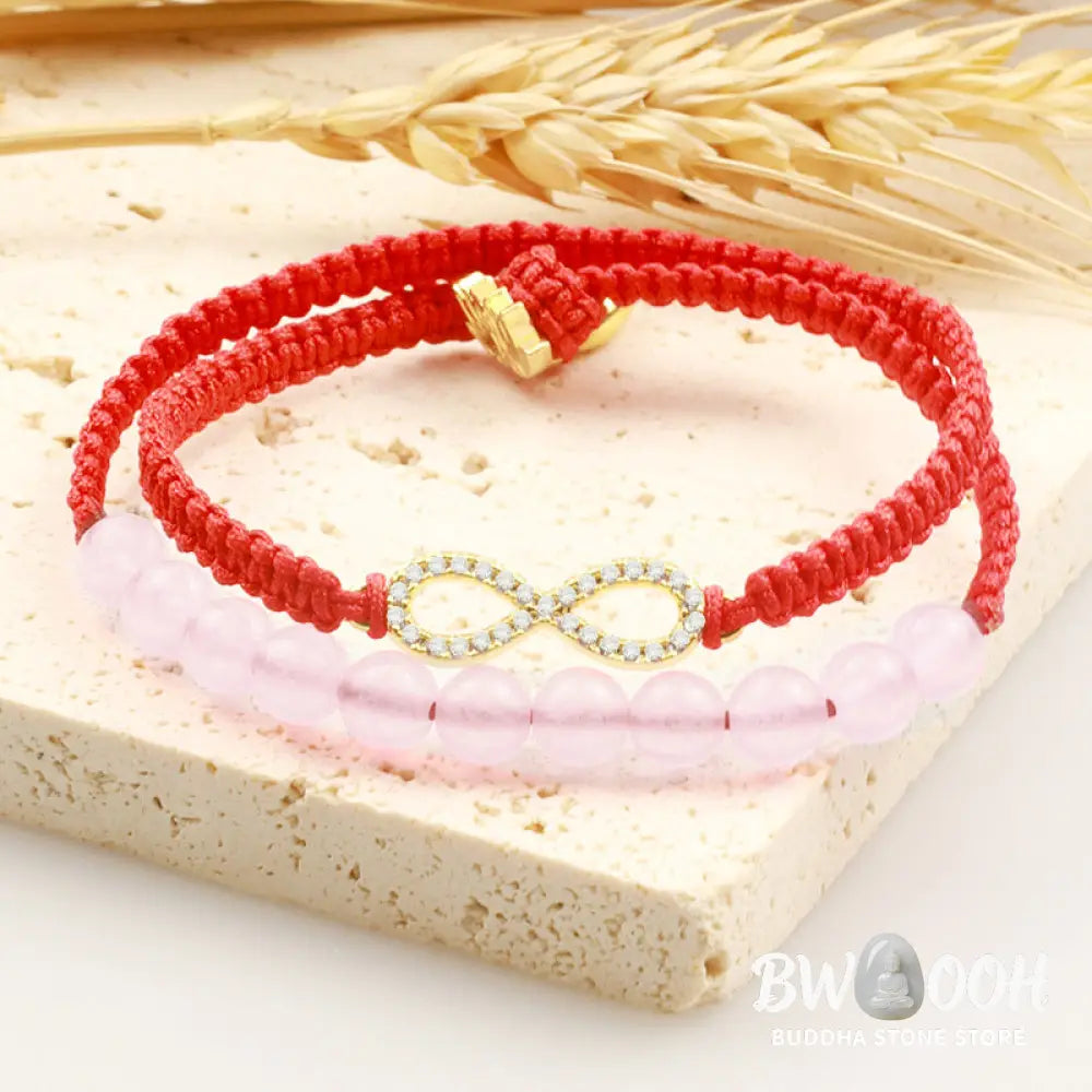 BWOOOH Tibetan Handmade Lotus Pink Crystal Soothing Red String Bracelet (Extra 30% Off | USE CODE: FS30) - Pink