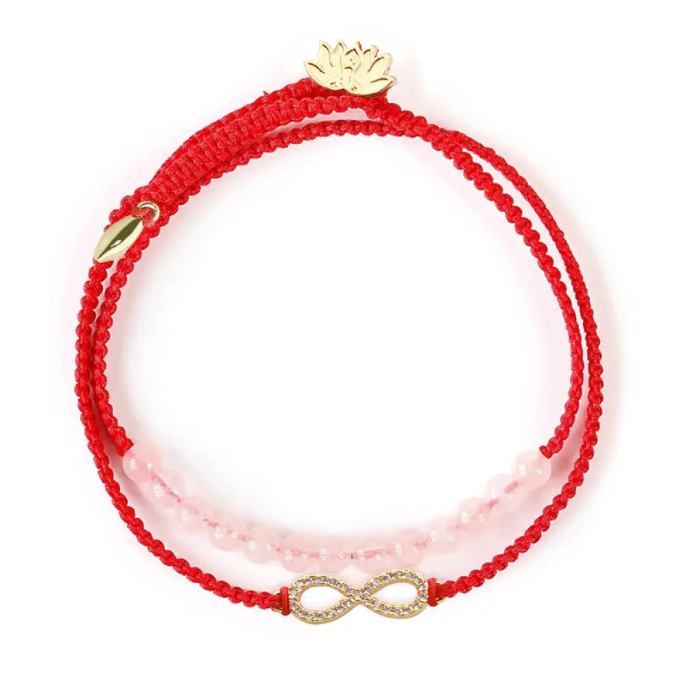 BWOOOH Tibetan Handmade Lotus Pink Crystal Soothing Red String Bracelet (Extra 30% Off | USE CODE: FS30) - Pink