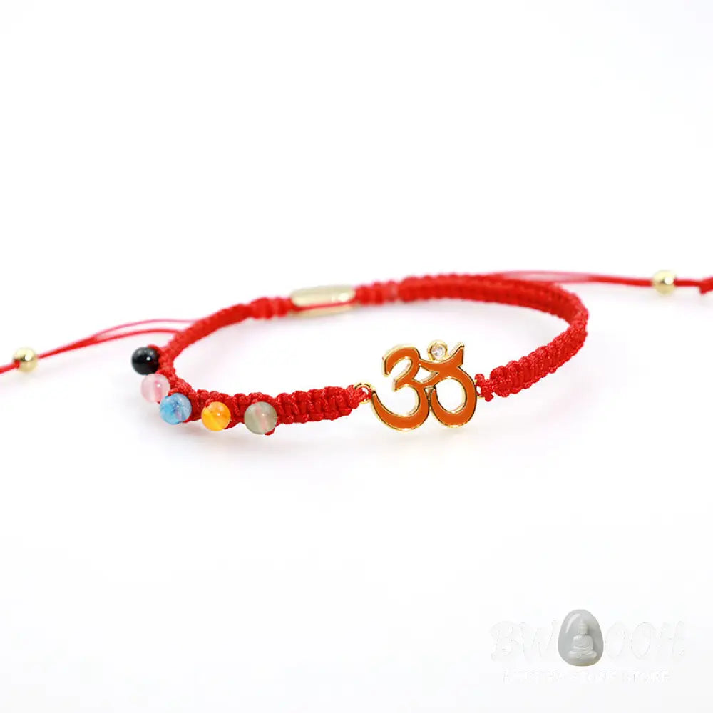 Buddha Stones Tibetan Handmade OM Mindfulness Red String Bracelet (Extra 30% Off | USE CODE: FS30) - OM(Bracelet Size