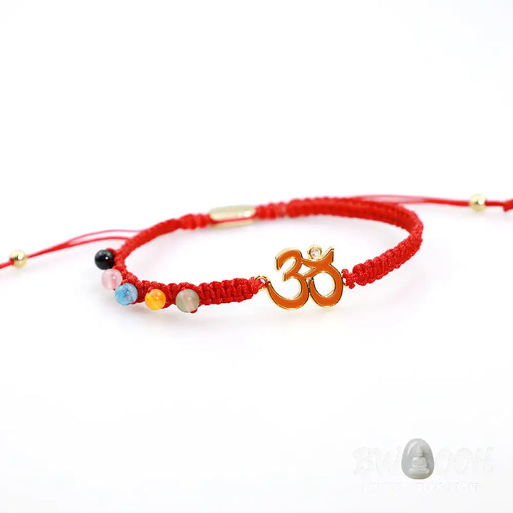 Buddha Stones Tibetan Handmade OM Mindfulness Red String Bracelet (Extra 30% Off | USE CODE: FS30) - OM(Bracelet Size