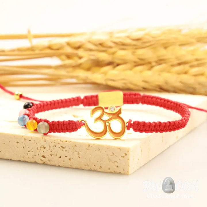 Buddha Stones Tibetan Handmade OM Mindfulness Red String Bracelet (Extra 30% Off | USE CODE: FS30) - OM(Bracelet Size