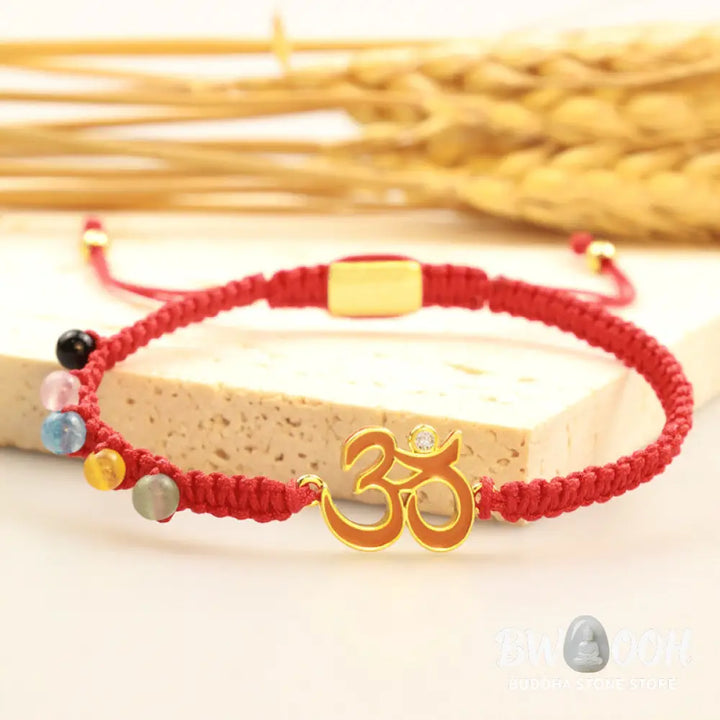 Buddha Stones Tibetan Handmade OM Mindfulness Red String Bracelet (Extra 30% Off | USE CODE: FS30) - OM(Bracelet Size