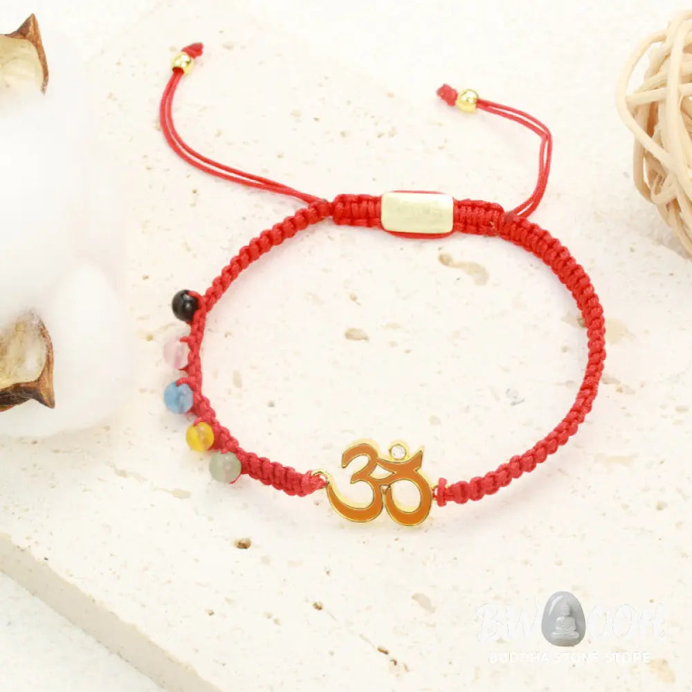Buddha Stones Tibetan Handmade OM Mindfulness Red String Bracelet (Extra 30% Off | USE CODE: FS30) - OM(Bracelet Size
