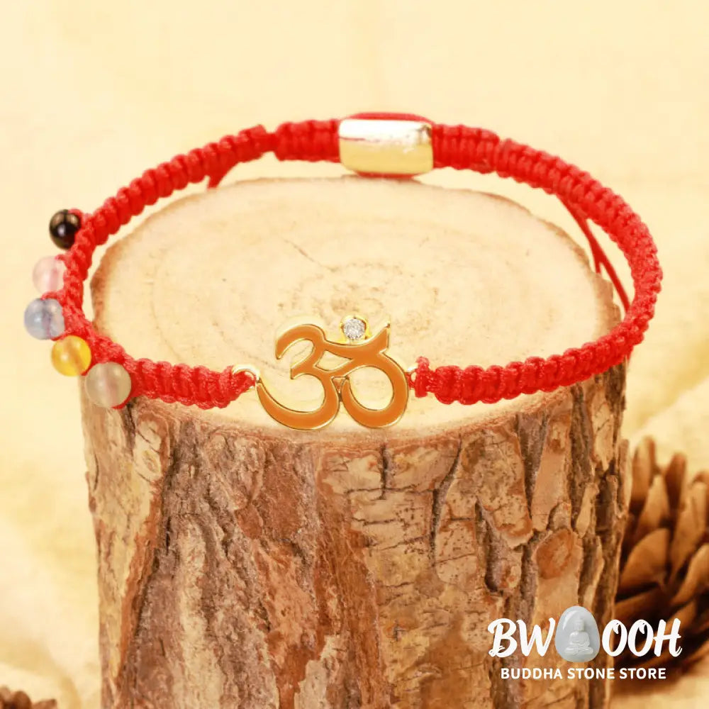 Buddha Stones Tibetan Handmade OM Mindfulness Red String Bracelet (Extra 30% Off | USE CODE: FS30) - OM(Bracelet Size
