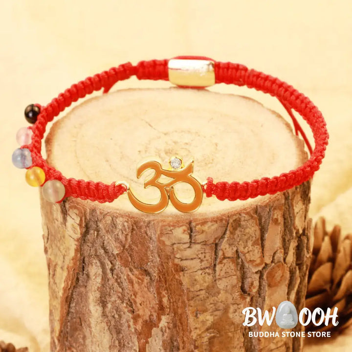Buddha Stones Tibetan Handmade OM Mindfulness Red String Bracelet (Extra 30% Off | USE CODE: FS30) - OM(Bracelet Size