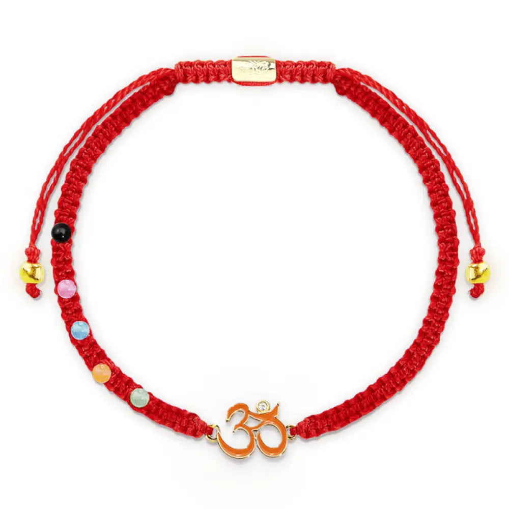 Buddha Stones Tibetan Handmade OM Mindfulness Red String Bracelet (Extra 30% Off | USE CODE: FS30) - OM(Bracelet Size