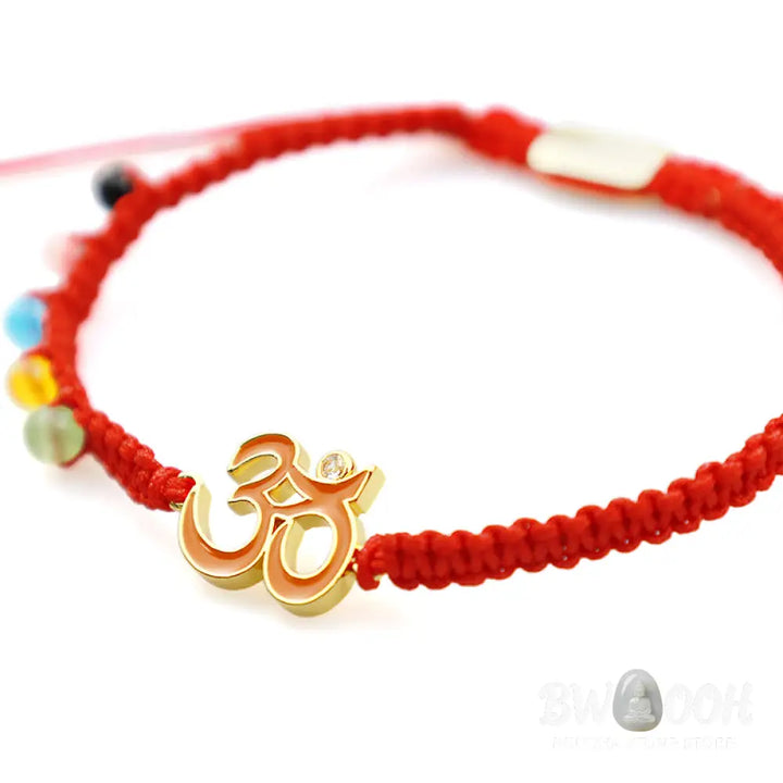 Buddha Stones Tibetan Handmade OM Mindfulness Red String Bracelet (Extra 30% Off | USE CODE: FS30) - OM(Bracelet Size