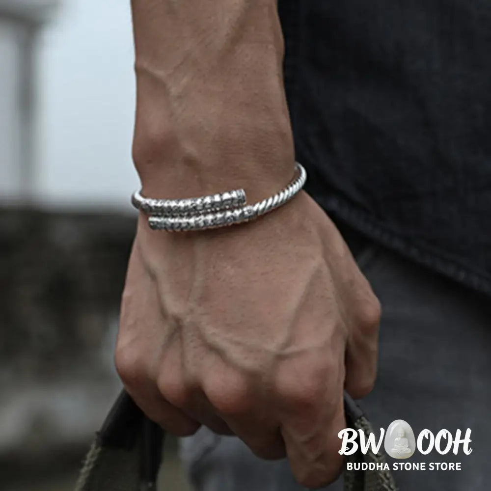 BWOOOH Tibetan Heart Sutra White Copper Charm Bracelet - White Copper - Bracelet