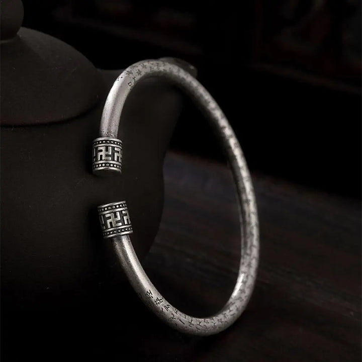 BWOOOH Tibetan Heart Sutra White Copper Luck Bracelet – Copper Tibetan bracelet for healing and spiritual wellness