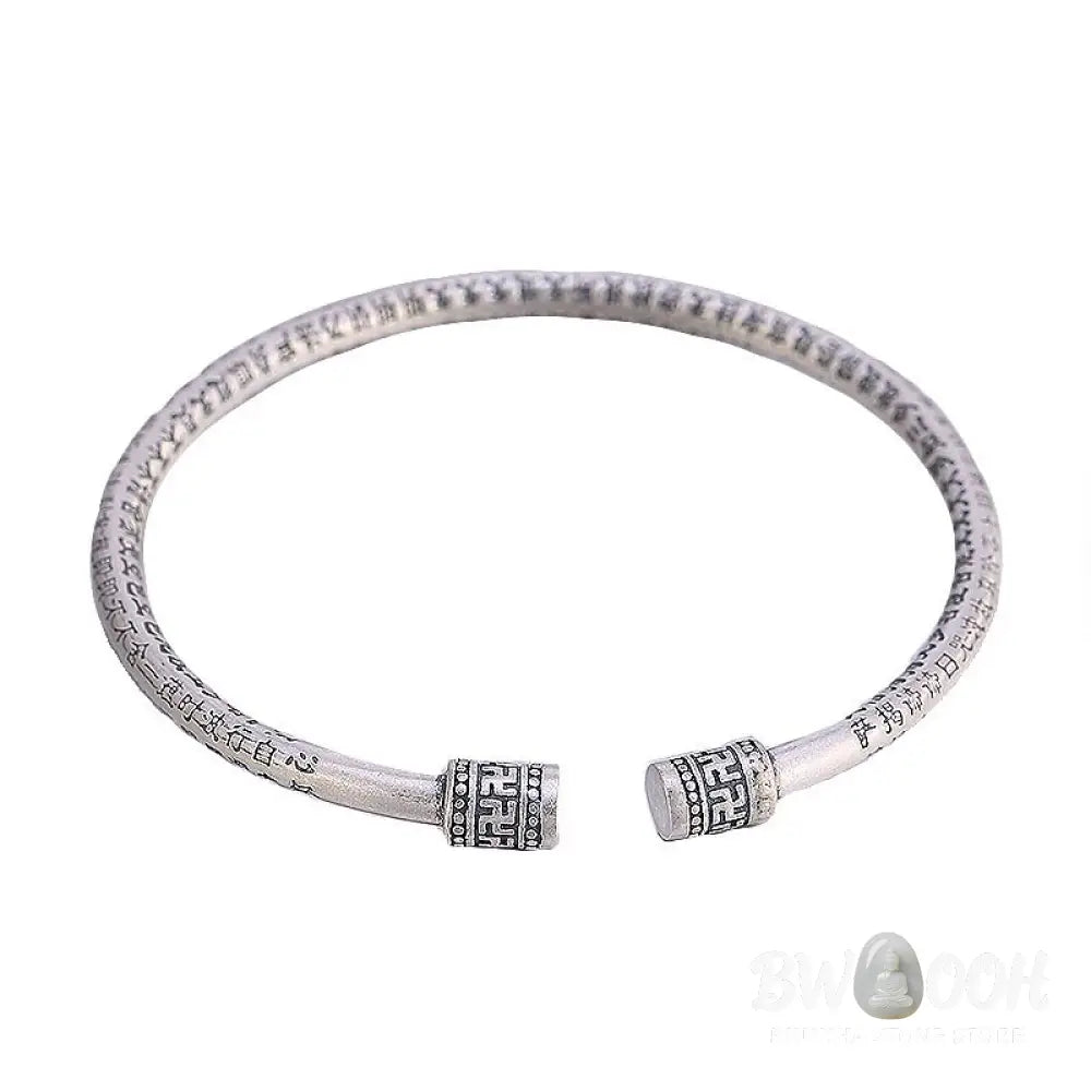 Buddha Stones Tibetan Heart Sutra White Copper Luck Bracelet - BWOOOH - White Copper - Bracelet