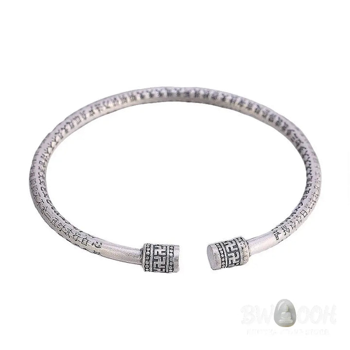 Buddha Stones Tibetan Heart Sutra White Copper Luck Bracelet - BWOOOH - White Copper - Bracelet