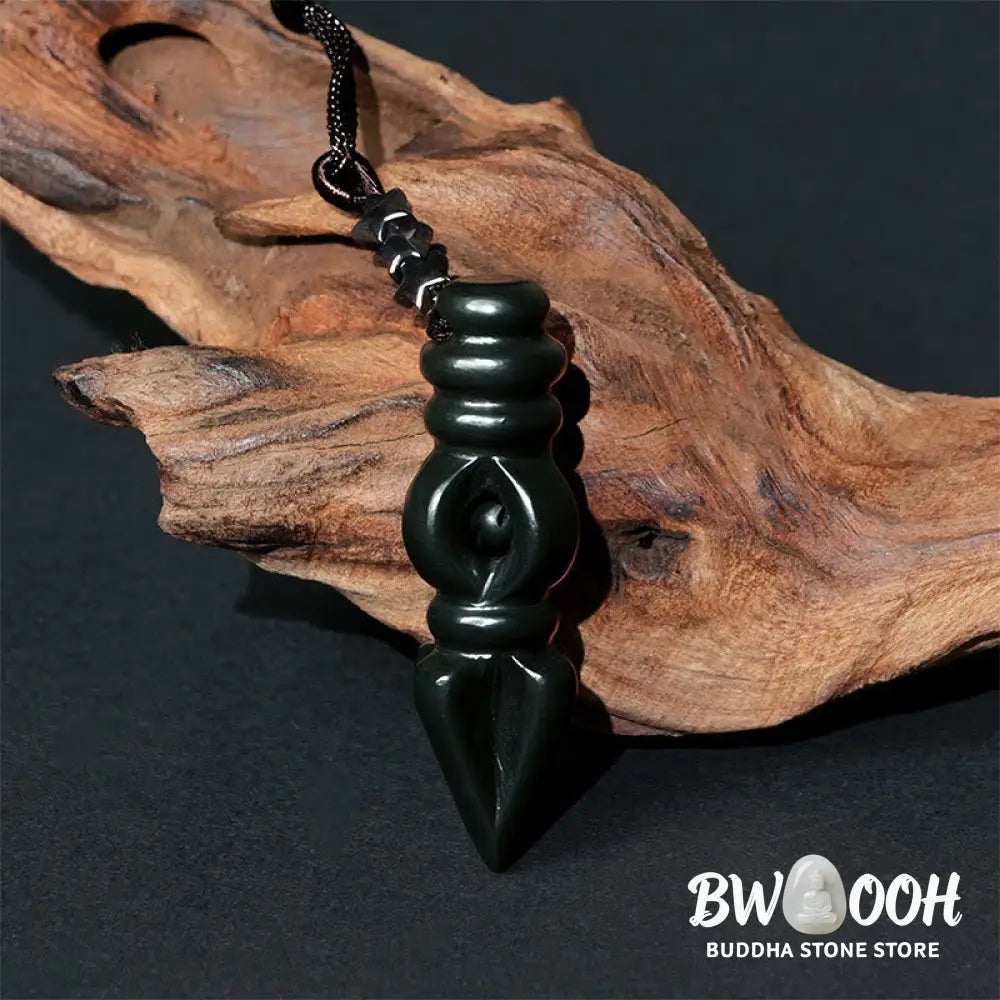 Buddha Stones Tibetan Hetian Cyan Jade Pestle Vajra Dorje Star Harmony Necklace Pendant - BWOOOH - Cyan Jade Vajra
