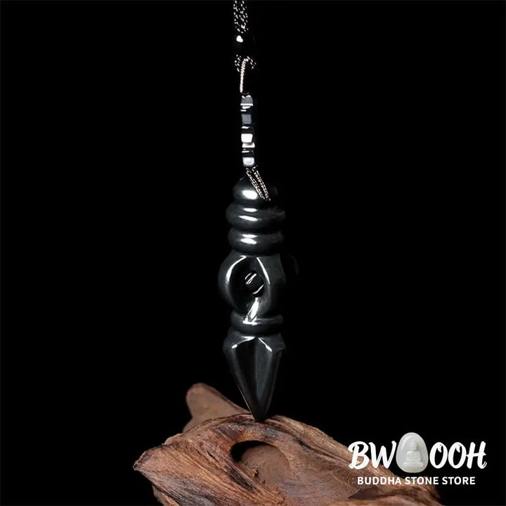 Buddha Stones Tibetan Hetian Cyan Jade Pestle Vajra Dorje Star Harmony Necklace Pendant - BWOOOH - Cyan Jade Vajra