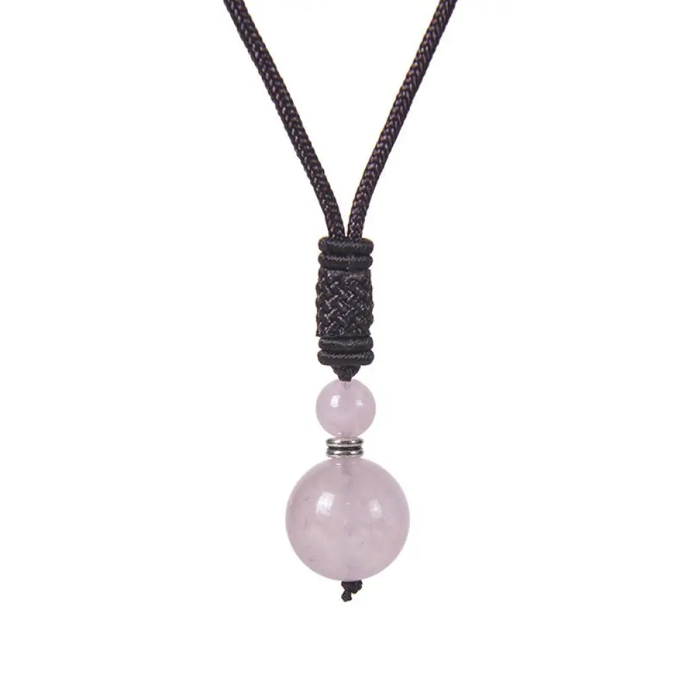 A BWOOOH Tibetan Jade Harmony Necklace, 70cm in length, featuring polished 8mm and 16mm beads of Tiger Eye, Obsidian, Amethyst, Pink Crystal, Jade, and Malachite, designed for spiritual protection and inner peace. - View 8