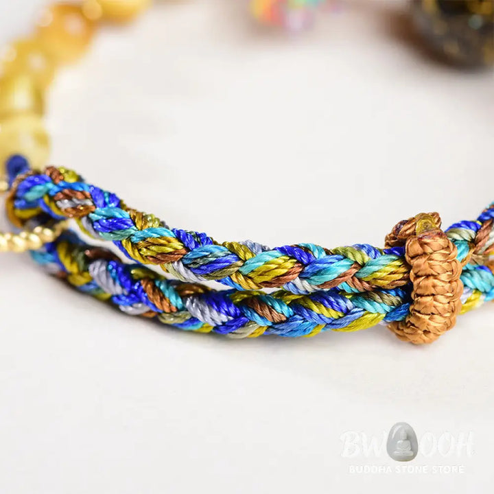Buddha Stones Tibetan Lacquer Bead Hand-woven Tiger Eye Stone Protection Bracelet - Lacquer Beadsm &amp; Tiger Eye (Wrist