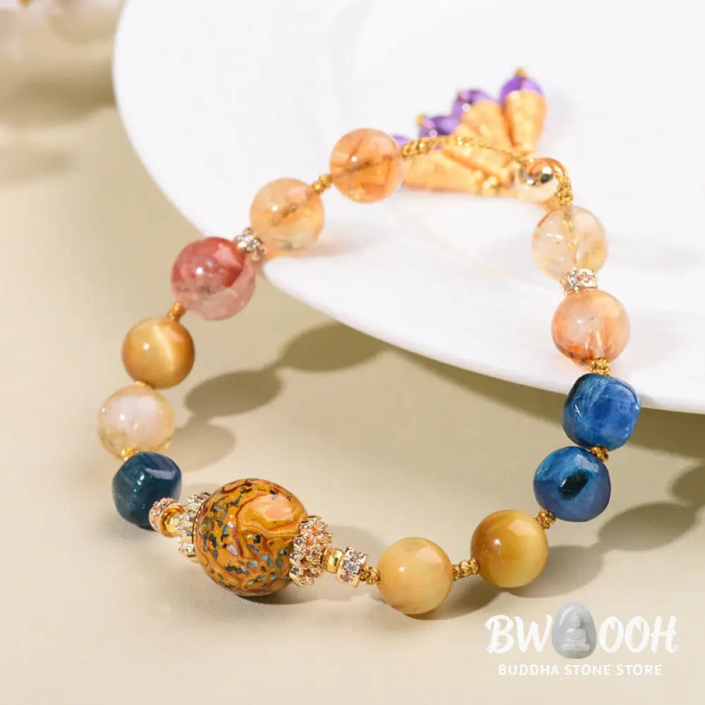 Buddha Stones Tibetan Lacquer Bead Hand-woven Various Crystals Power Bracelet - Lacquer Beadsm &amp; Various Crystals