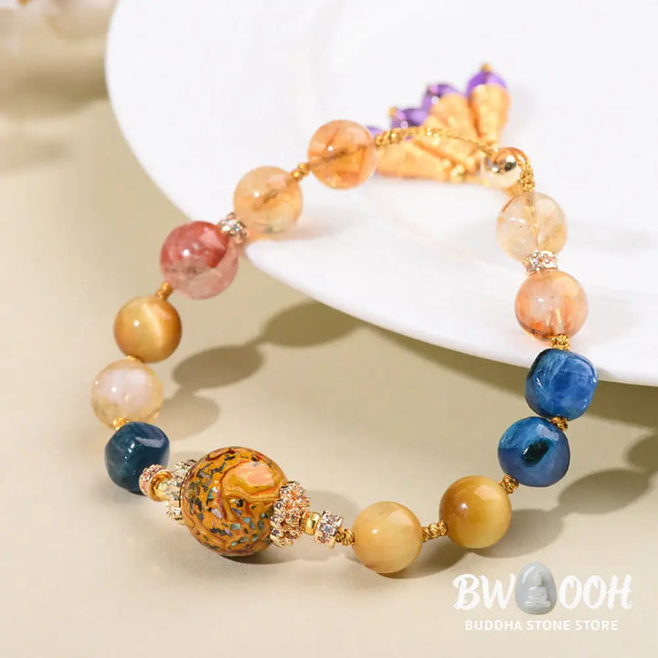 Buddha Stones Tibetan Lacquer Bead Hand-woven Various Crystals Power Bracelet - Lacquer Beadsm &amp; Various Crystals