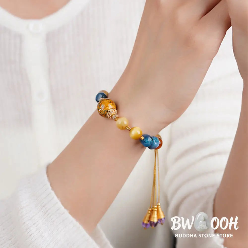Buddha Stones Tibetan Lacquer Bead Hand-woven Various Crystals Power Bracelet - Lacquer Beadsm &amp; Various Crystals