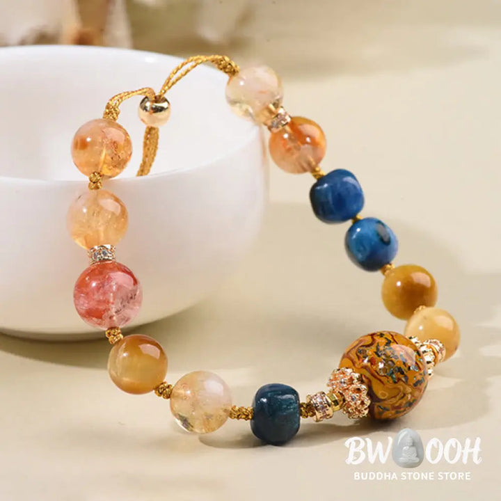 Buddha Stones Tibetan Lacquer Bead Hand-woven Various Crystals Power Bracelet - Lacquer Beadsm &amp; Various Crystals