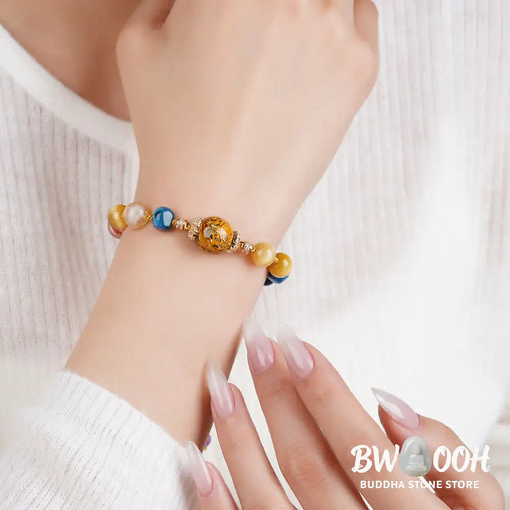 Buddha Stones Tibetan Lacquer Bead Hand-woven Various Crystals Power Bracelet - Lacquer Beadsm &amp; Various Crystals