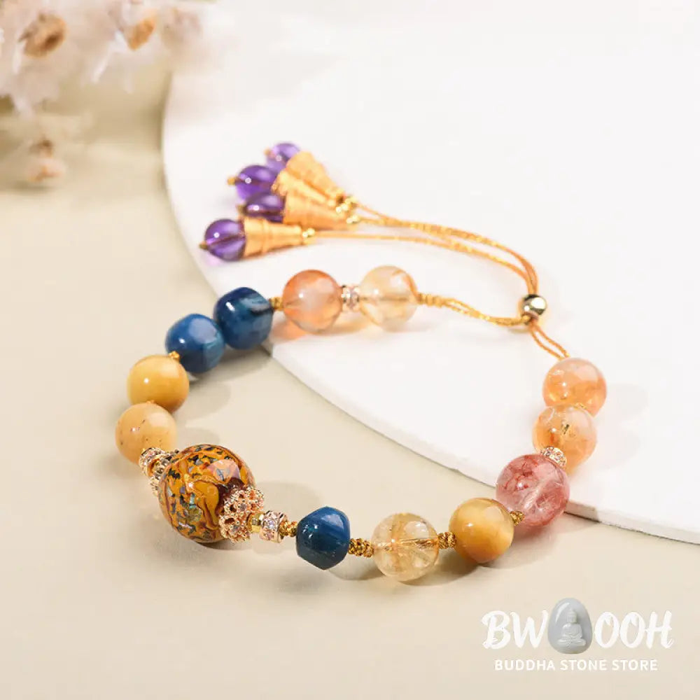 Buddha Stones Tibetan Lacquer Bead Hand-woven Various Crystals Power Bracelet - Lacquer Beadsm & Various Crystals