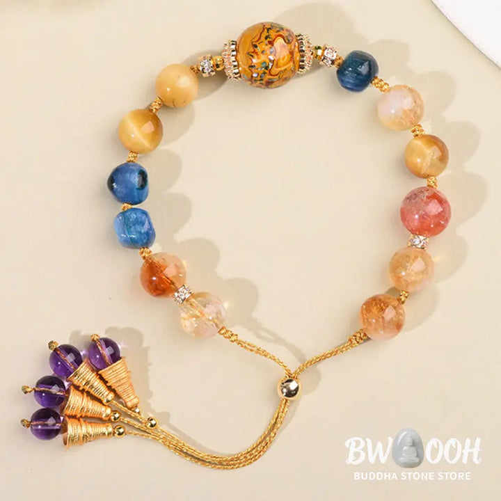 Buddha Stones Tibetan Lacquer Bead Hand-woven Various Crystals Power Bracelet - Lacquer Beadsm &amp; Various Crystals