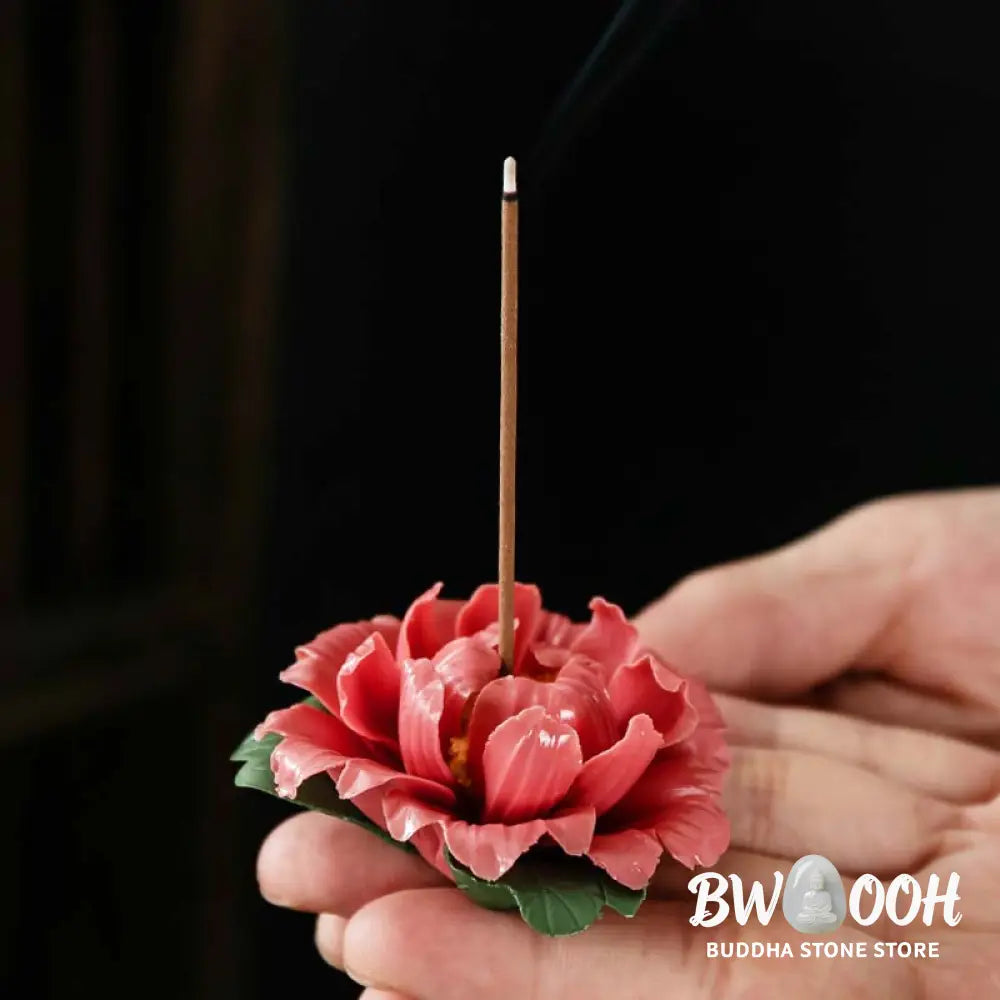 BWOOOH Tibetan Lotus Blessing Ceramic Stick Incense Burner Decoration - Incense Burner
