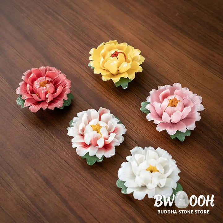 BWOOOH Tibetan Lotus Blessing Ceramic Stick Incense Burner Decoration - Incense Burner