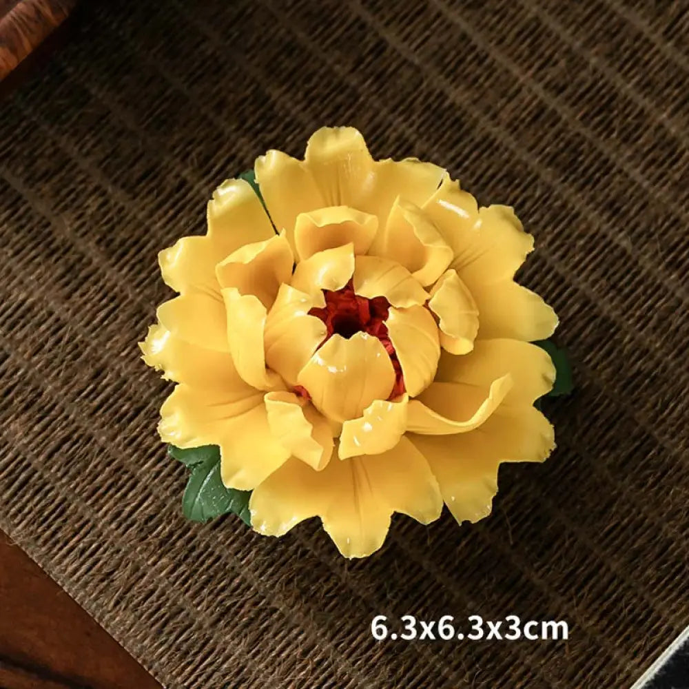BWOOOH Tibetan Lotus Blessing Ceramic Stick Incense Burner Decoration - Yellow - Incense Burner