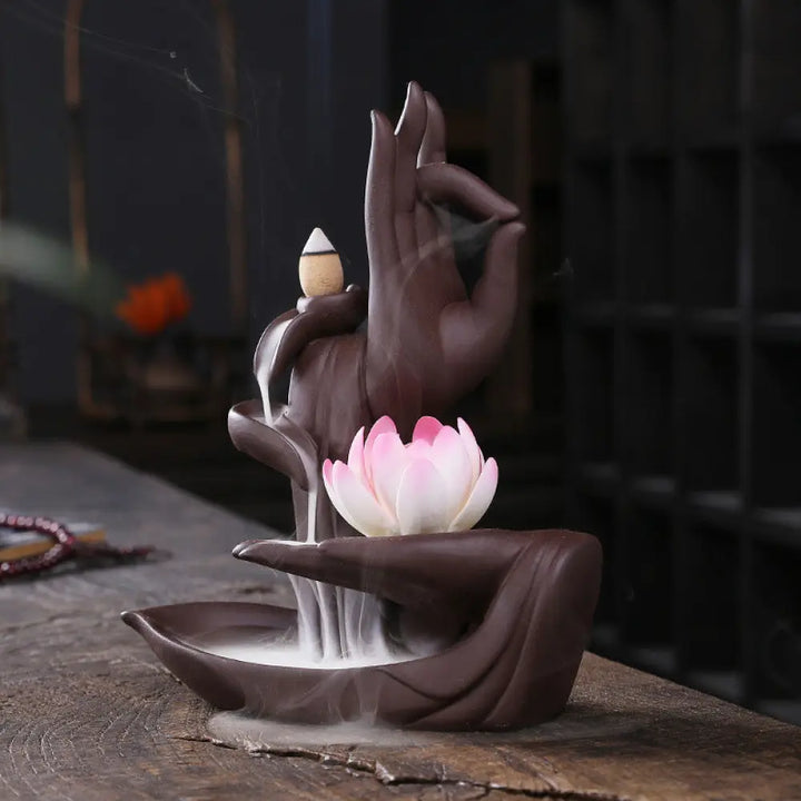 BWOOOH Tibetan Lotus Blessing Incense Burner Decoration | natural stone spiritual bracelet for healing and mindful living