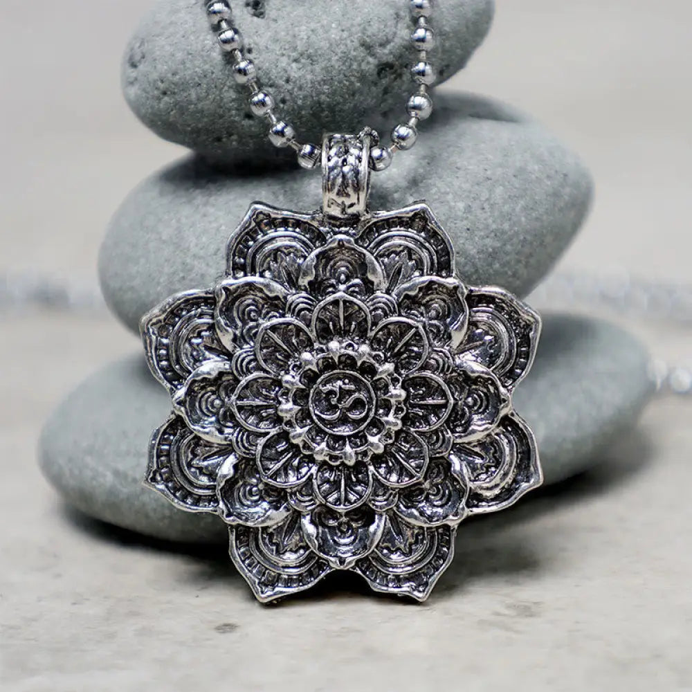 Buddha Stones Tibetan Lotus Blessing Necklace Pendant - BWOOOH - 2 - Necklaces &amp; Pendants