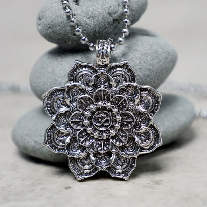 Buddha Stones Tibetan Lotus Blessing Necklace Pendant - BWOOOH - 2 - Necklaces &amp; Pendants