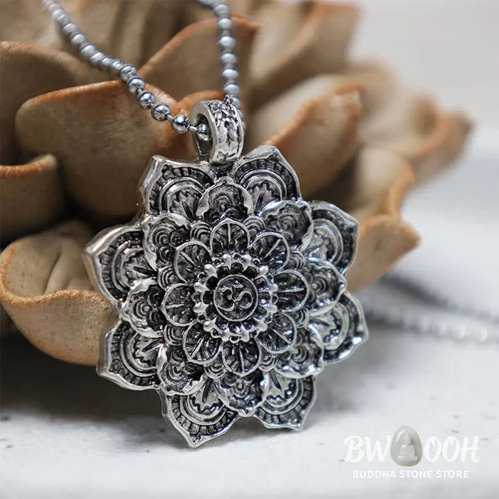 Buddha Stones Tibetan Lotus Blessing Necklace Pendant - BWOOOH - Necklaces &amp; Pendants
