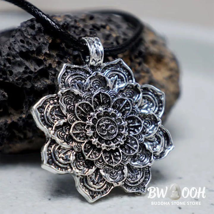 Buddha Stones Tibetan Lotus Blessing Necklace Pendant - BWOOOH - Necklaces &amp; Pendants